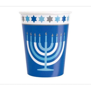 Starry Hanukkah Paper Cups 9 Ounces, 8 per Package