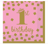 1st Birthday Girl Beverage Napkins