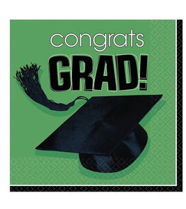 Flying Colors School Spirit Graduation Party Paper Beverage Napkins Green