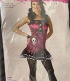 Rockin' Skull Pirate Teen Girls Costume Hot Pink Mini Dress Junior 0-9 fw121243