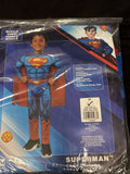 DC Superman Boys Padded Muscle Chest Jumpsuit With Cape 4T2