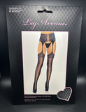 Leg Avenue Dual Net Backseam Stocking High Waist Garter OS Black 1781