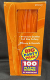 Big Party Pack 100 Cy Premium Quality Orange  7 1/2” Plastic Knives