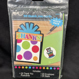 Party On Black Modern Stripes Polka Dot Adult Birthday Party 20 Thank You Notes