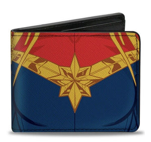Captain Marvel Character Close-Up Front  Back Bifold Buckle Down Wallet Marvel