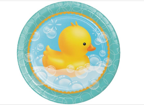 DUCK Bubble Bath Baby Shower Paper Plates 8ct. Birthday Party 8-3/4