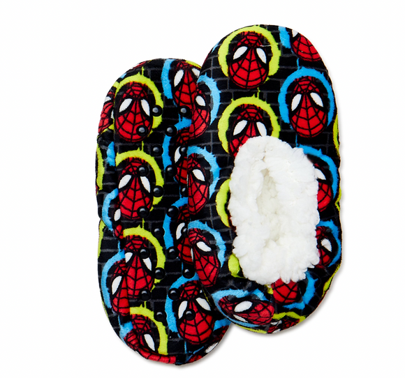 Spider-Man Boys Print Slippers with Faux Sherpa Lining S/M (8-13)