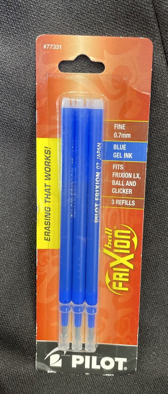 PILOT FriXion Gel Ink Refills for Erasable Pens, Fine Point, Blue Ink 3 Per Pack
