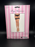 Leg Avenue Spandex Sheer Stockings Striped Band Top 9997 Black OSFM