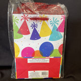 American Greeting Birthday Gift Bags 6 Ct Balloon Party Hat Red Tinsil 7”x4”x10”