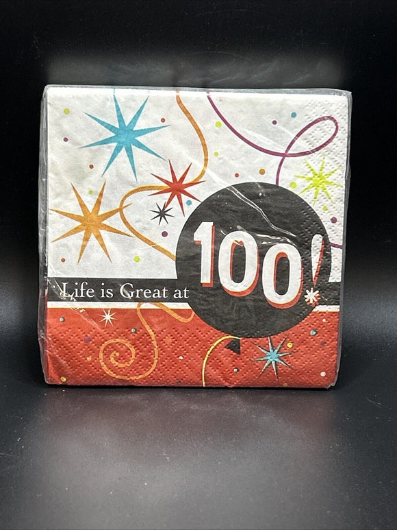 Life Is Great at 100! Beverage Napkins 16-3 Ply