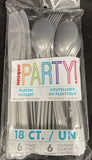 Unique Cutlery Plastic Assorted 18pc Silver