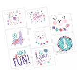 Llama Fun Tattoos Favors Girl Birthday Party Supplies Favors ~ 8ct. (1 sheet)