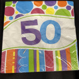 Party Creations Bright and Bold, Lunch Napkins, 50th, 18 Ct