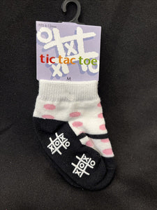 Tic Tac Toe Baby Mary Jane Sock Age 6-12 Mos Pink Dots