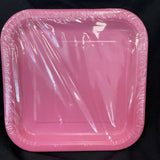 Unique Solid Square Dinner Paper Plates, 8 3/4-Inch, Hot Pink