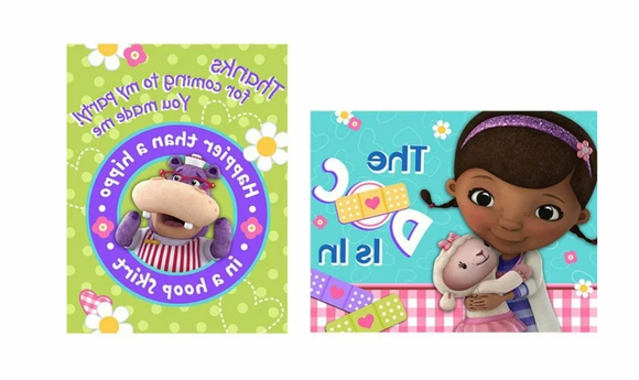 Disney Doc McStuffins Birthday Hallmark Party Invitations & Thank You Postcards