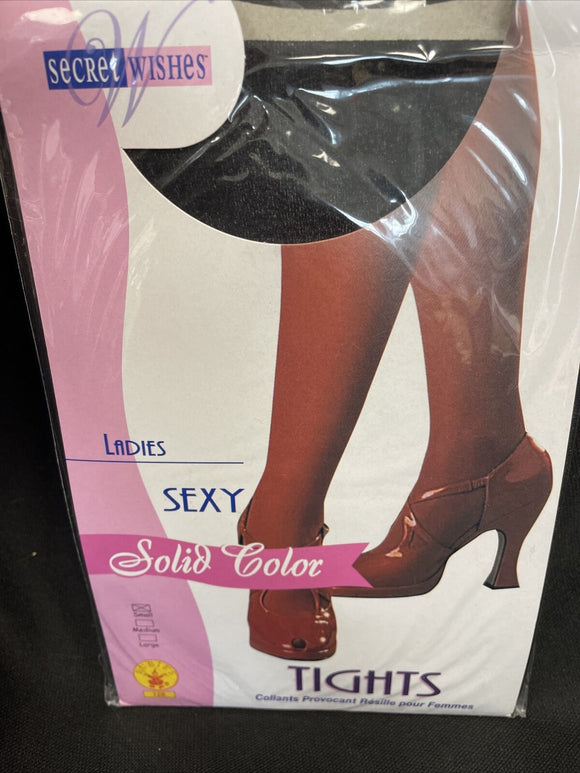 Secret Wishes Ladies Sexy Solid Black Tights Small By Rubies