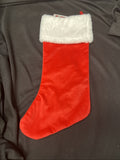 RED VELVET Initial  WHITE FUR CUFF MONOGRAM S CHRISTMAS STOCKING4