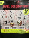 Creepy Skull & Spider Haunted House Halloween Party Hanging 12 Swirl Decorations