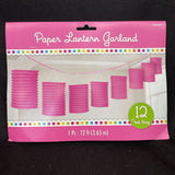 Brink Pink Paper Lantern Garland 11 Ft Long