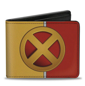 MARVEL X-MEN Bi-Fold Wallet - X-Men Logo Stripe Red Gold Silver