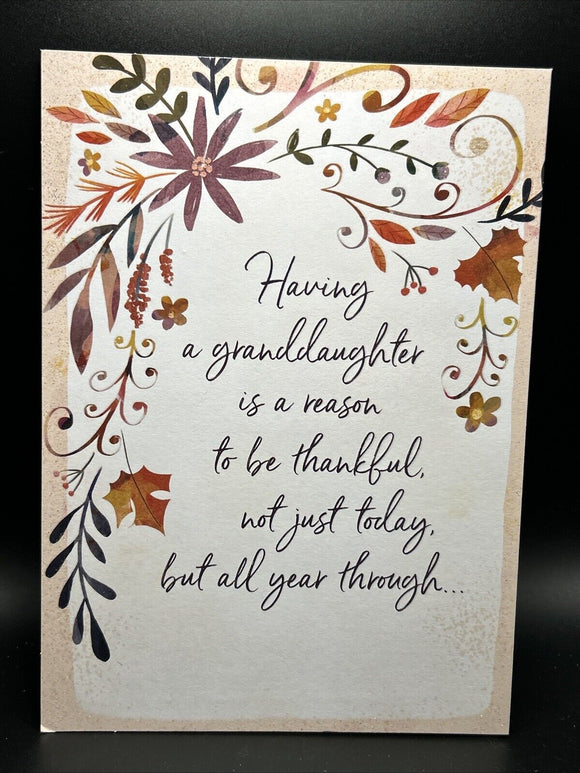 Happy Thanksgiving Granddaughter Greeting Card w/Envelope