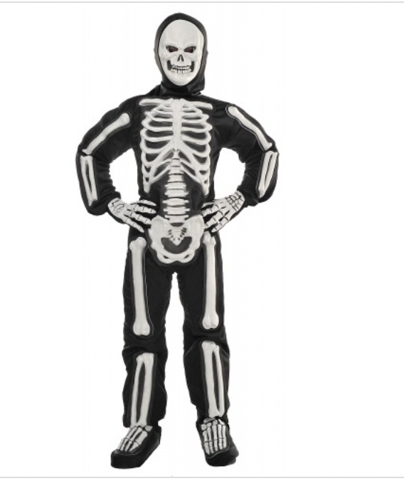 Skeleton Scary Bones Child Halloween Costume Size M 8-10 Jumpsuit