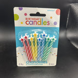 Amscan   Multicolor  Striped/Stars  Birthday Candles   8 pcs0