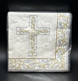 Amscan Grace Beverage Napkins 16-2Ply Silver/Gold Cross