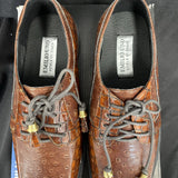 Boys Emilio Uno Brown Crocodile Lace Up Dress Shoes Size 5