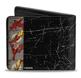 Weathered Iron Man Action Pose + Body Blocks Bi-Fold Wallet Multi-color Marvel