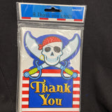 Amscan  Pirate Thank You  Party Invitations 3-7/8 x 5-5/8" Blue/Red 8Ct