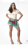 Lady Sexy GYPSY ROSE Costume Womens Top Skirt Head Scarf Sash Adult XS Small 0 20