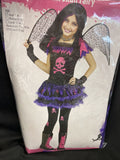 Pink Skull Fairy Girls Halloween Costume Size Small 4-6