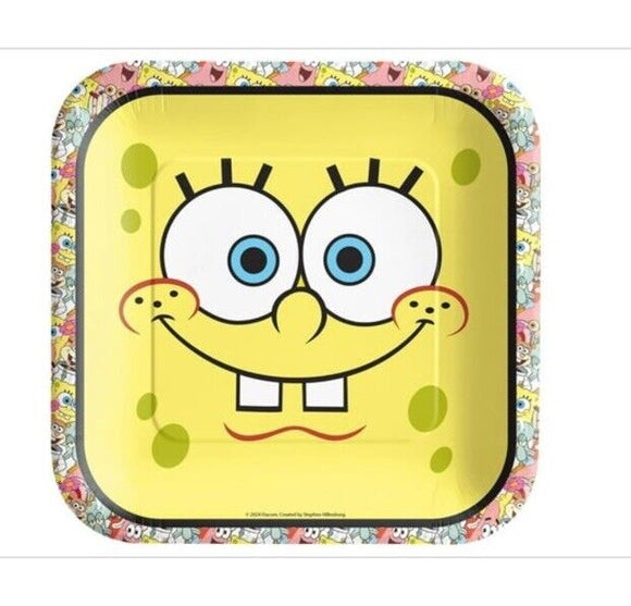 SpongeBob SquarePants All the Faces Large Square Paper Plates (8ct)