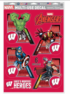 Wisconsin Badgers /  MARVEL Multi-Use 6 Piece Decals 11" x 17"