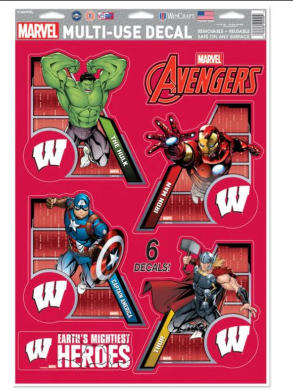 Wisconsin Badgers /  MARVEL Multi-Use 6 Piece Decals 11