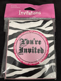 Super Stylish Pink Black Zebra Polka Dot Birthday Party Invitations w/Envelopes