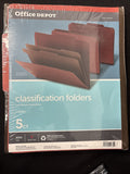 OFFICE DEPOT Legal Size Classification Folders 2 Dividers    5 COUNT Brick Red3