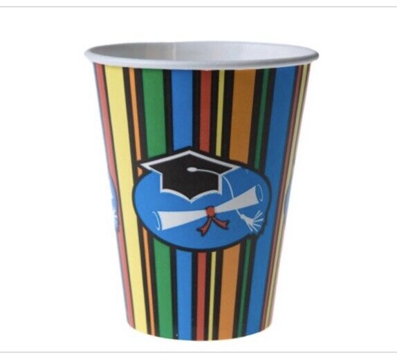Graduation Stripes 9 Oz. Cups 8Ct