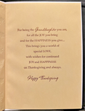 Happy Thanksgiving Granddaughter Greeting Card w/Envelope