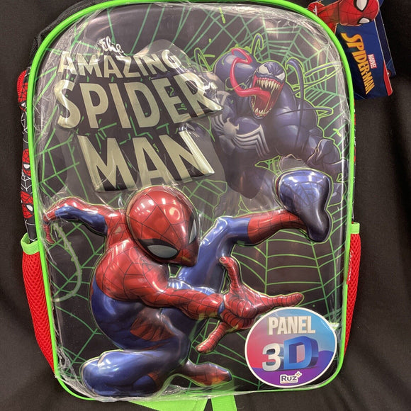 Marvel The Amazing Spiderman & Venom 3D Panel Adjustable Strap Zip Backpack