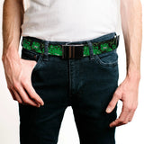 SILVER Buckle Web Belt - The Hulk Stacked Webbing- WHU002