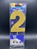 Diamond Glitter Table Number Cake Topper  4" - Gold "2"