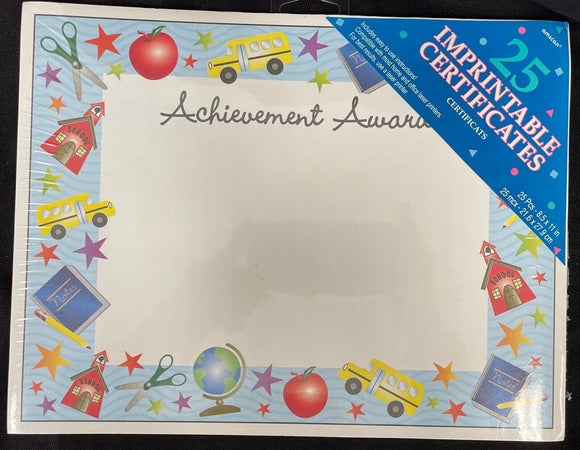 Imprintables Certificates - Kids Blank Achievement Awards H6 25 sheets