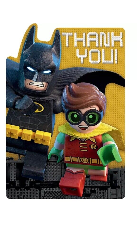 Lego Batman Robin Party Thank You Cards with Envelopes 8 Ct