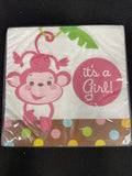 Fisher Price Hello Baby Jungle Animals Shower Party Paper Beverage Napkins GIRL
