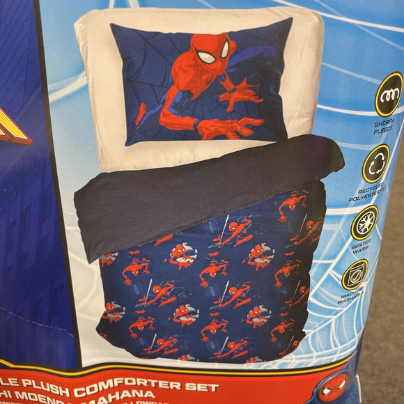 Spiderman Action Plush Comforter & Matching Pillow Case King Single/ TwinXL