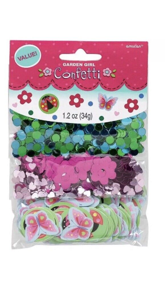 Garden Girl Butterfly Flower Ladybug Birthday Party Decoration Confetti 3-Pack
